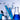 Laboratory glassware with blue liquid on a light blue background