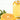 Glass bottle of oil with a sliced orange and green leaves on a white background